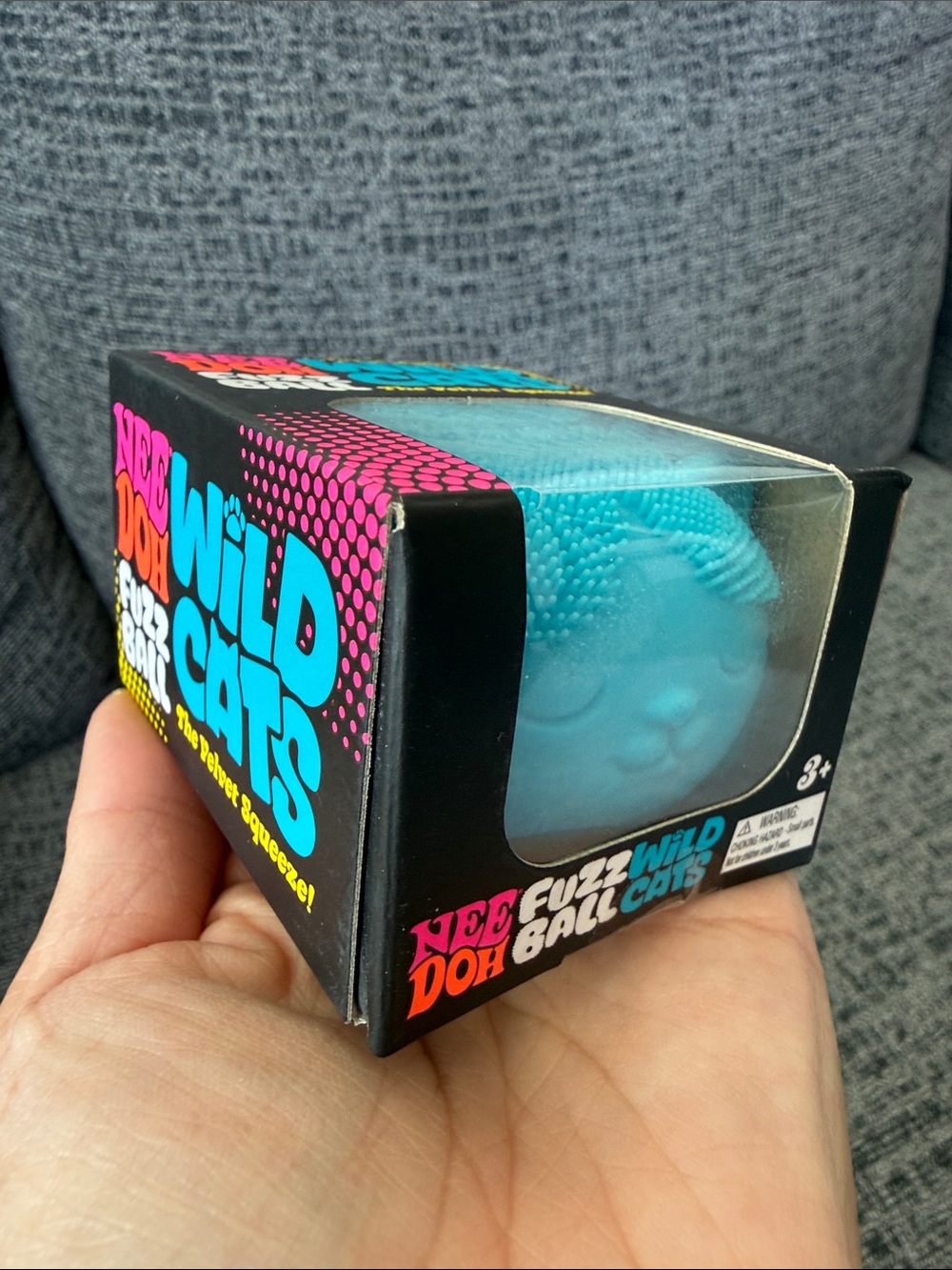 BNIB NeeDoh RARE Fuzz Ball Wild Cats: The Velvet Squeeze, Blue